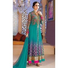 109 FIROZI AND PINK BEST SELLER AQUA BELA NET ANARKALI SUIT